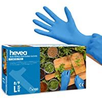 Hevea - Guantes de nitrilo desechables. Sin látex ni talco. Paquete de 5 cajas de 100 guantes cada una.Color: azul